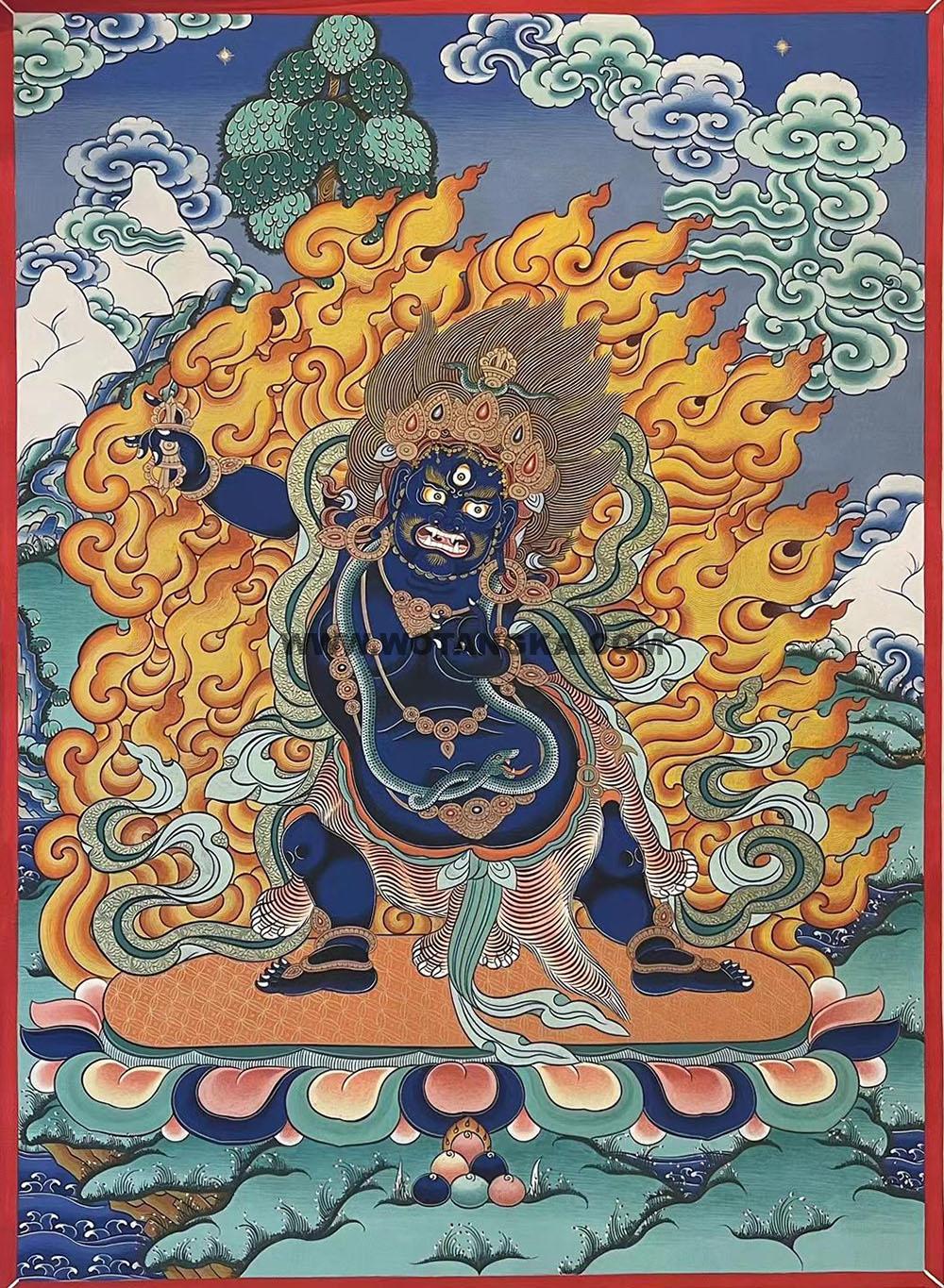 热贡-巴桑·画院：彩绘唐卡-金刚手菩萨（60*45CM左右）