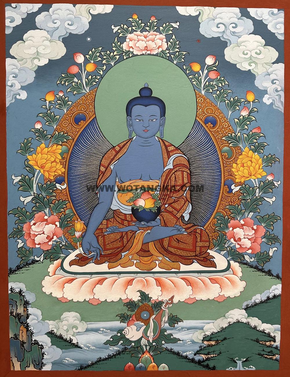 热贡-南加·画院:彩绘唐卡-药师佛(30*20CM左右)