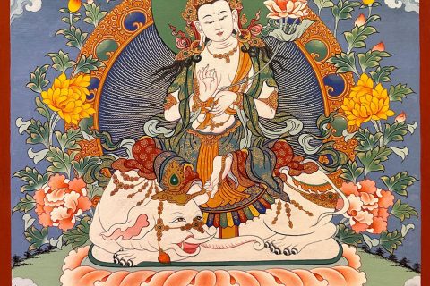 热贡-南加·画院：彩绘唐卡-普贤菩萨（30*20CM左右）