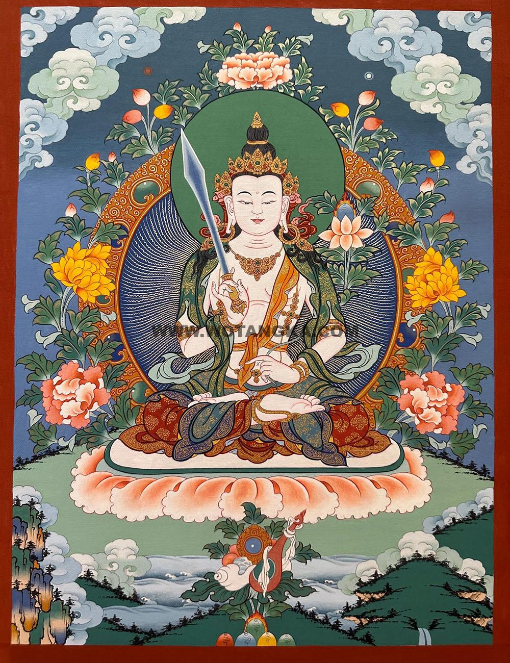 |已结缘·可定制|唐卡寄卖编号:JM·188-547121-虚空藏菩萨吉祥海三宝供匝嘎利(彩唐)
