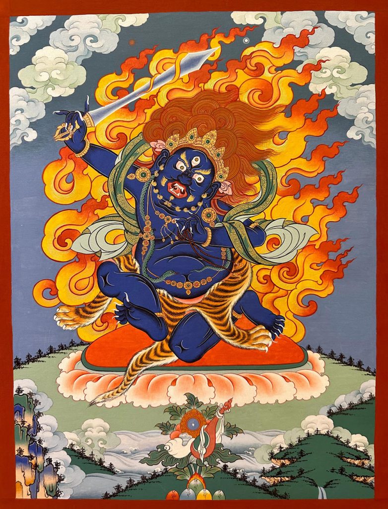 ｜已结缘·可定制｜唐卡寄卖编号：JM·188-651252-不动明王吉祥海三宝供匝嘎利（彩唐）