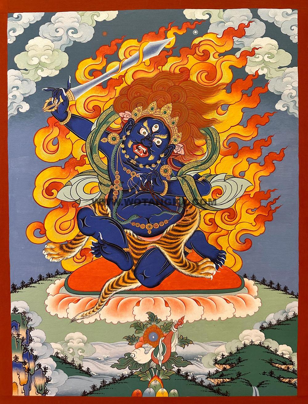 |已结缘·可定制|唐卡寄卖编号:JM·188-651252-不动明王吉祥海三宝供匝嘎利(彩唐)