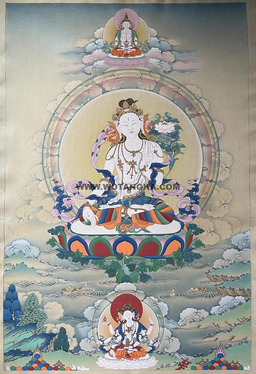 西藏-索朗·画院:嘎玛嘎赤-白度母(70*50CM左右)