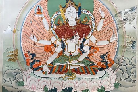 编号188-841624：嘎玛嘎赤-尊胜佛母·长寿三尊（90*60CM左右）