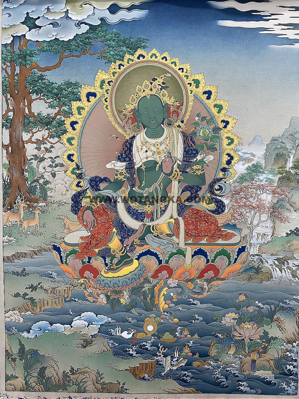 西藏-索朗·画院:嘎玛嘎赤-绿度母(70*50CM左右)