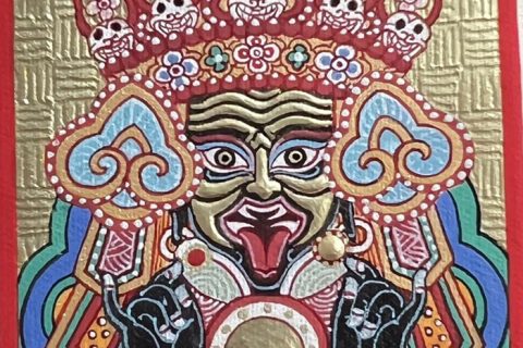 编号118-6427495：彩绘小唐卡-扎基拉姆（长方形·5*4CM左右）