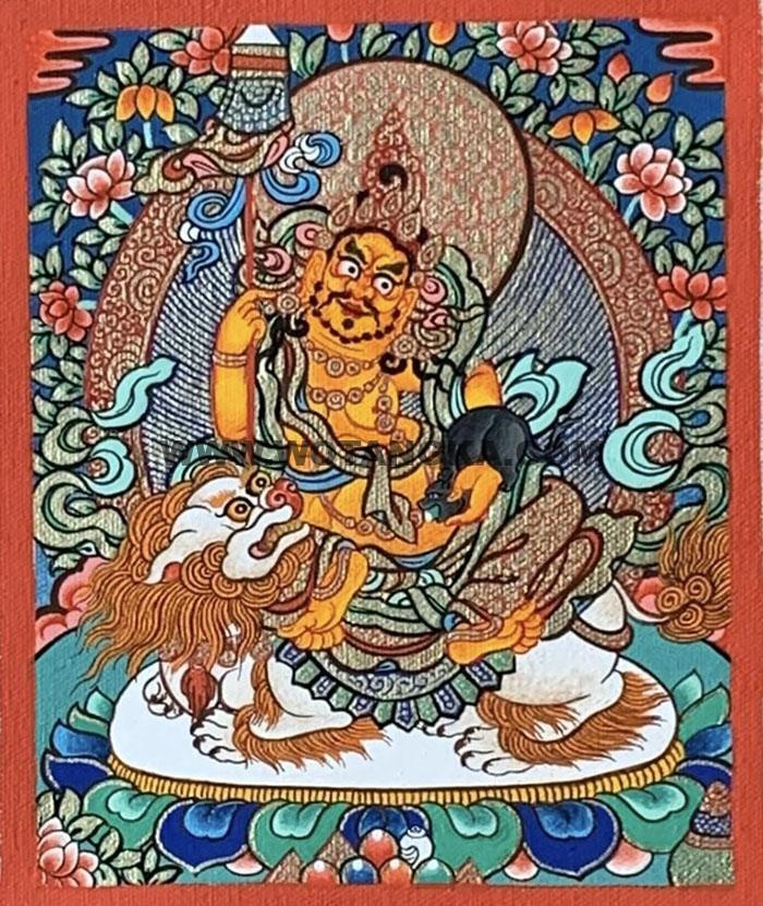 编号118-6717119：彩绘小唐卡-财宝天王（长方形·5*4CM左右）