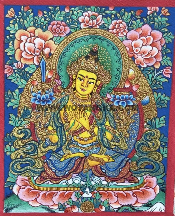 编号118-7519170：彩绘小唐卡-文殊菩萨（长方形·5*4CM左右）