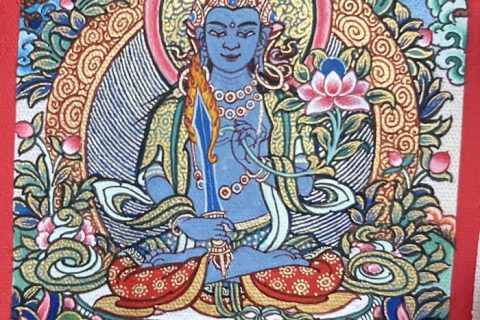 编号118-8596038：彩绘小唐卡-虚空藏菩萨（长方形·5*4CM左右）