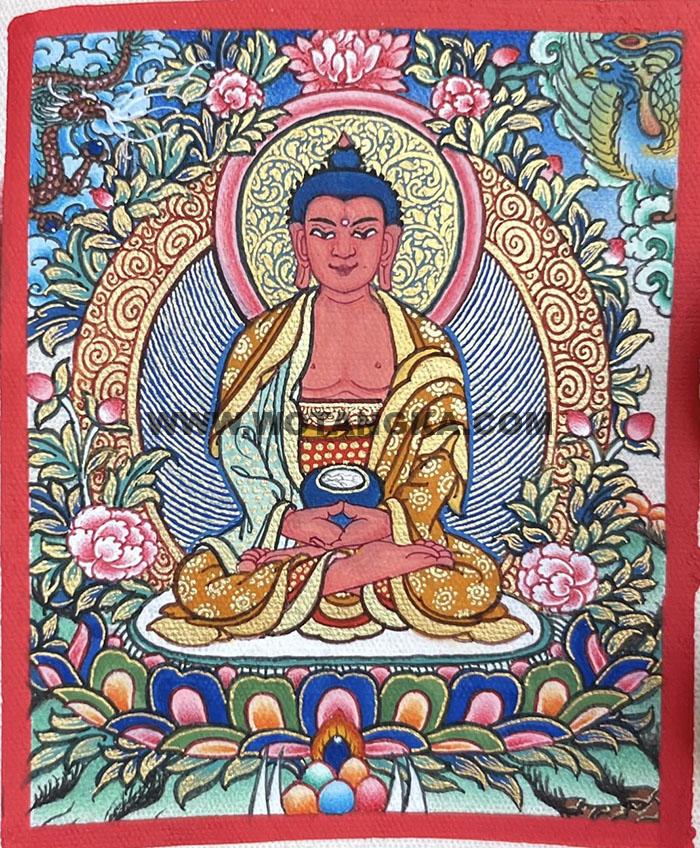编号118-8811074：彩绘小唐卡-阿弥陀佛（长方形·5*4CM左右）