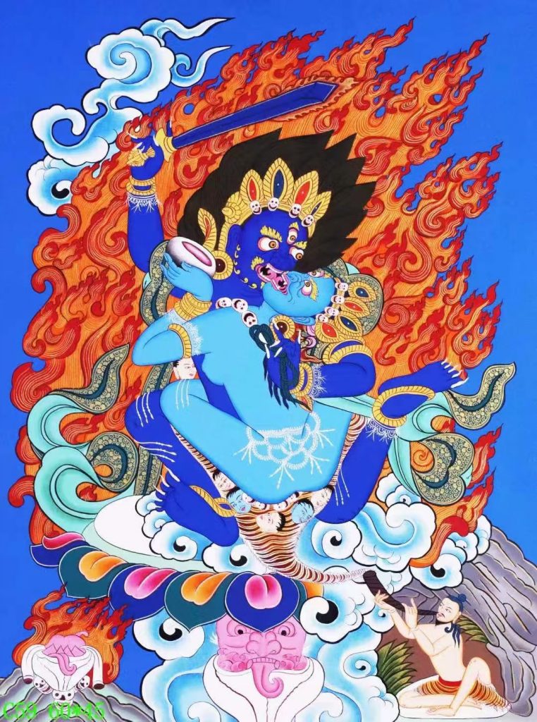 编号138-123641：彩绘唐卡-不动明王·双身相（60*45CM左右）