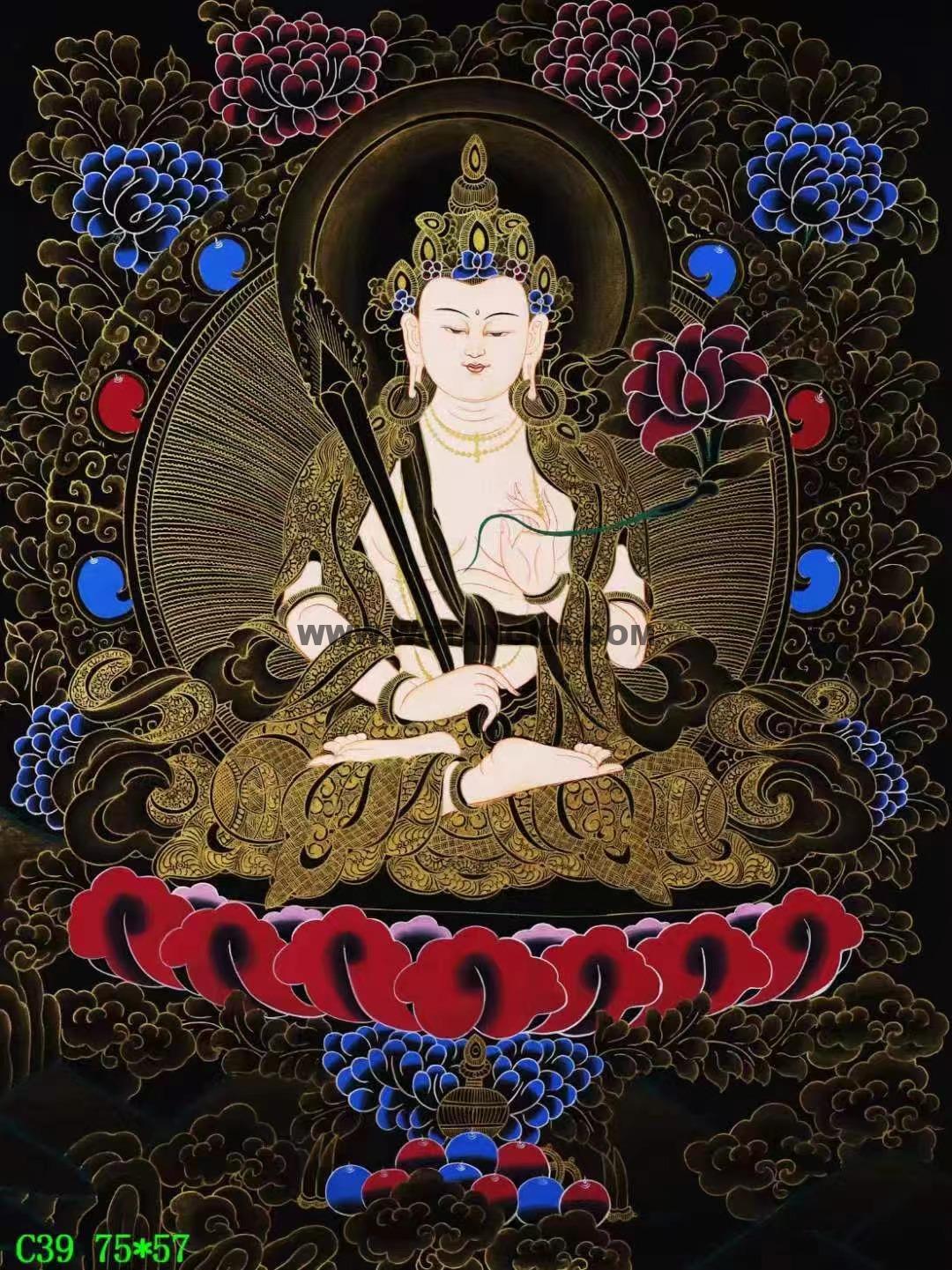 编号138-129712:黑金唐卡-虚空藏菩萨(75*57CM左右)