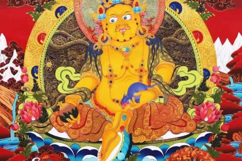 编号138-157412：彩绘唐卡-黄财神·五方财神（152*104CM左右）