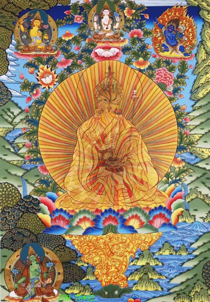 编号138-159433：彩绘唐卡-莲花生大士·虹光法身（75*52CM左右）