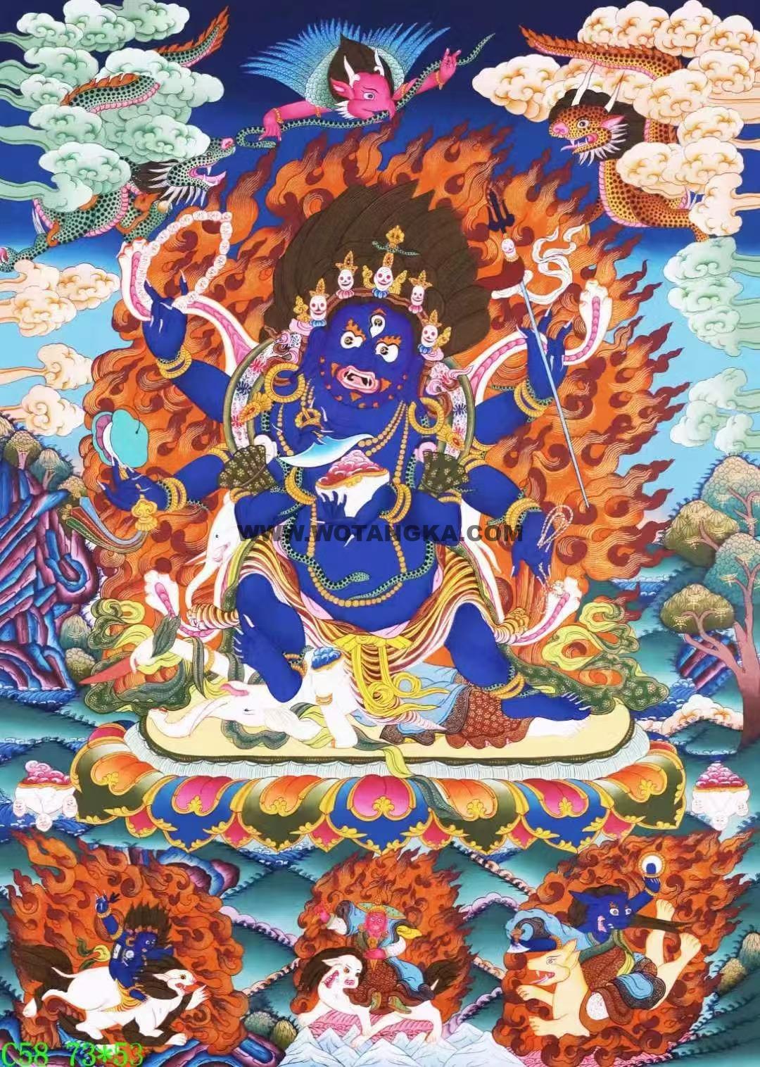 编号138-229716:彩绘唐卡-六臂玛哈嘎拉(73*53CM左右)
