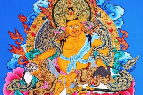 编号138-239742：彩绘唐卡-黄财神（60*44CM左右）