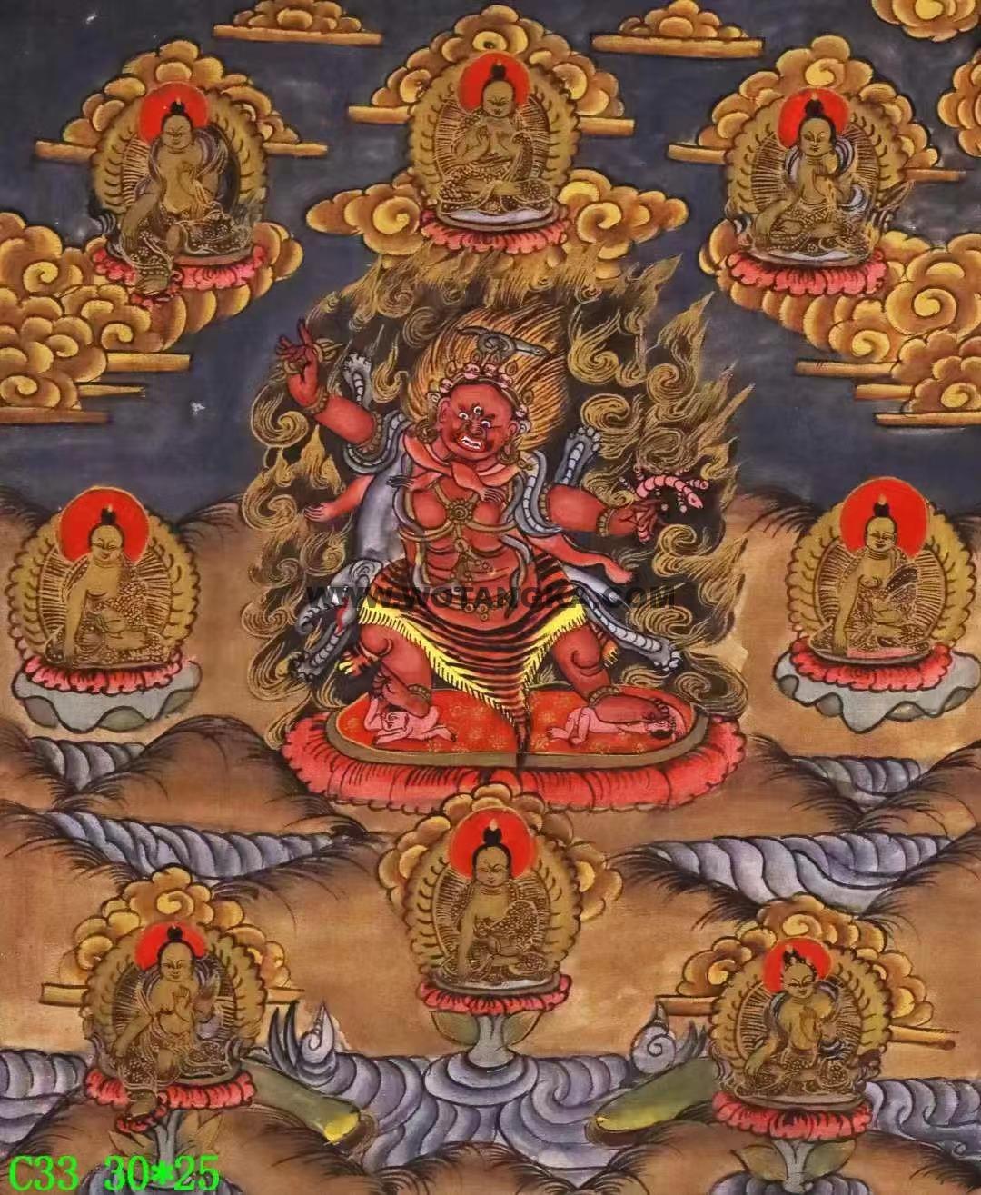 编号138-427814:彩绘唐卡-红二臂玛哈嘎拉(30*25CM左右)