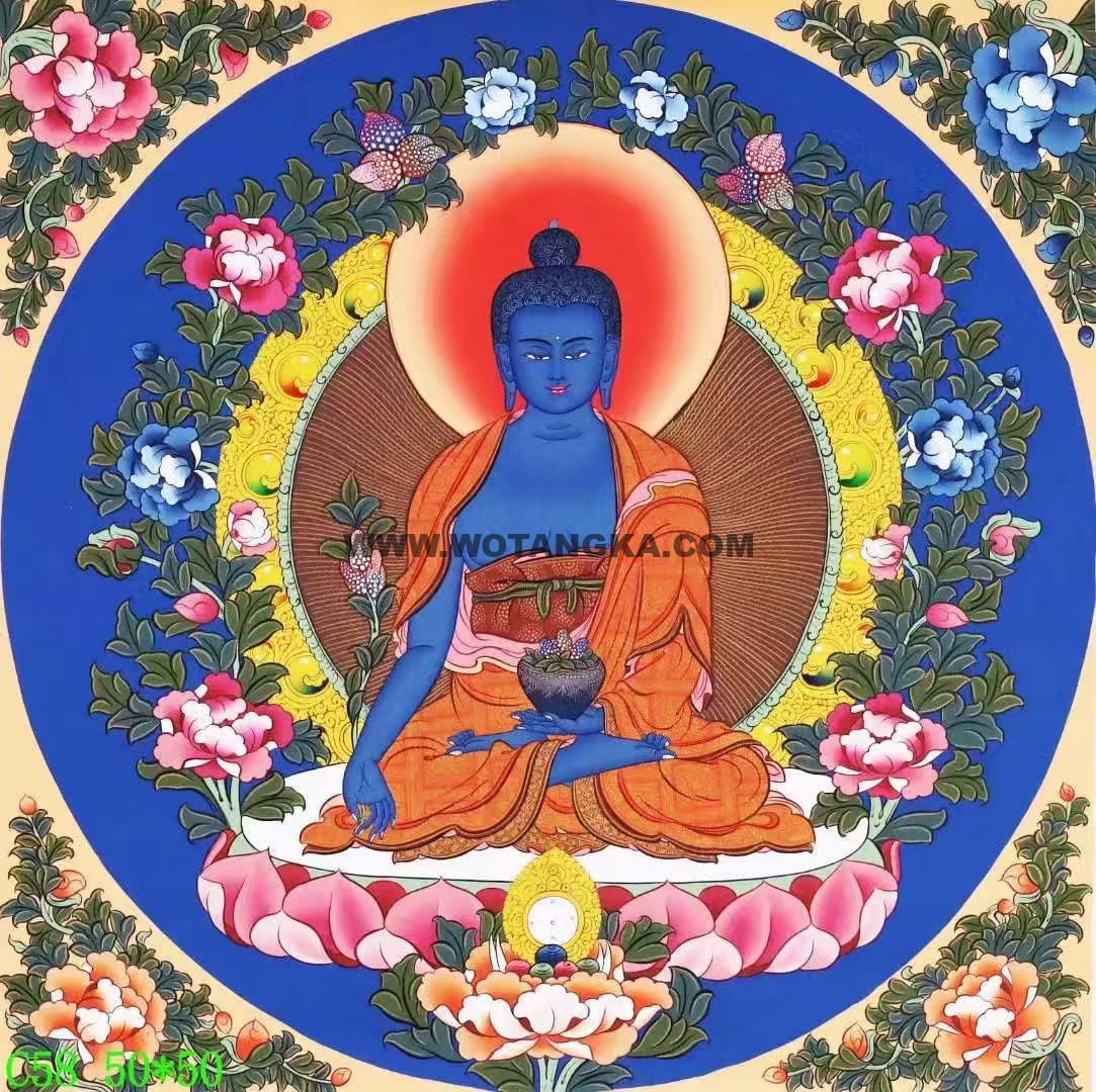 编号138-436494:彩绘唐卡-药师佛(50*50CM左右)