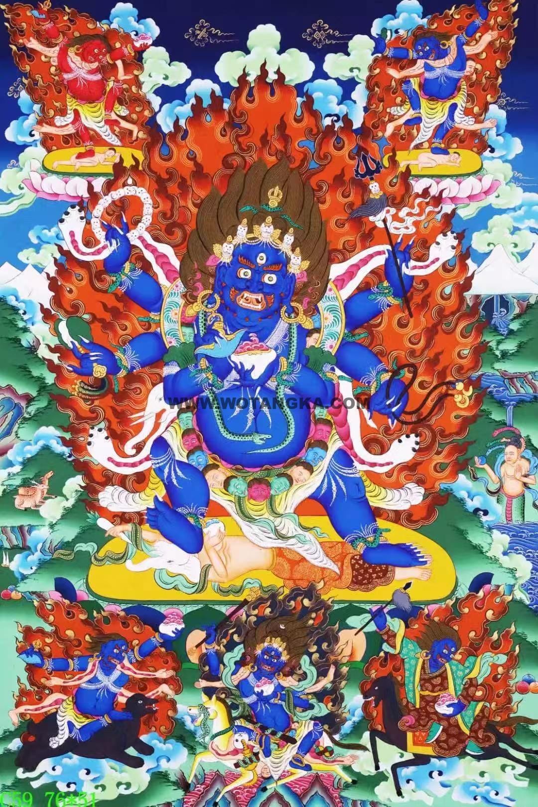 编号138-527301:彩绘唐卡-六臂玛哈嘎拉(76*51CM左右)
