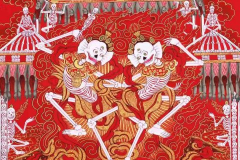 编号138-551783：红金唐卡-尸陀林主（76*53CM左右）