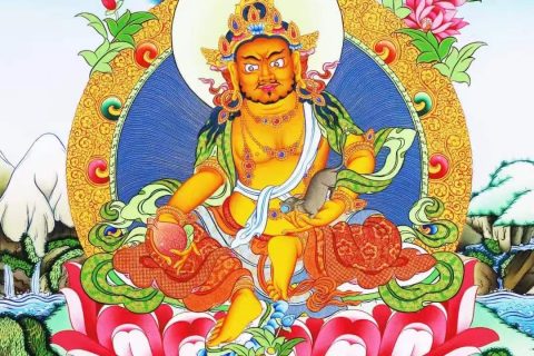 编号138-619745：彩绘唐卡-黄财神（63*48CM左右）
