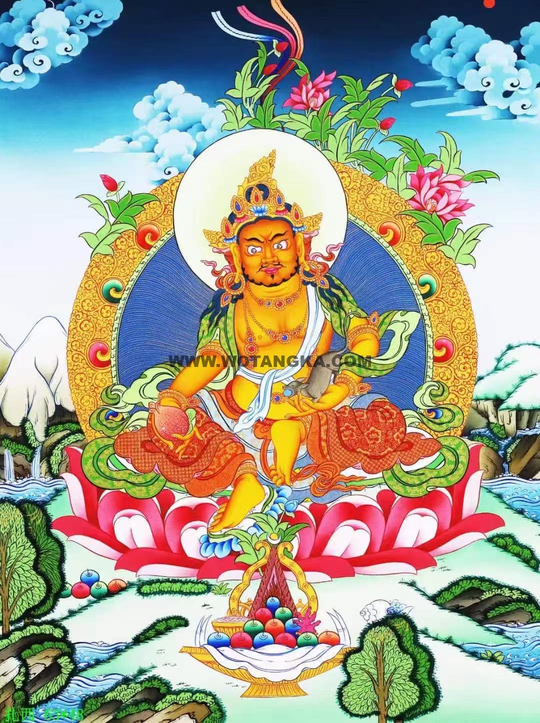 编号138-619745：彩绘唐卡-黄财神（63*48CM左右）