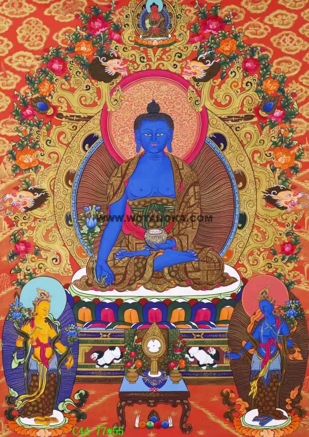 编号138-636684:彩绘唐卡-药师佛(77*55CM左右)