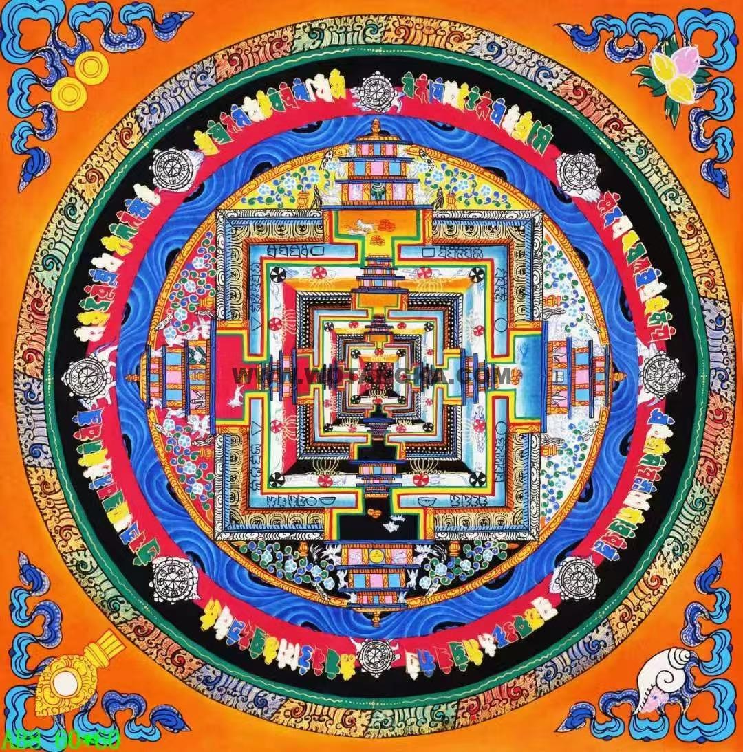 编号138-713793：彩绘唐卡-时轮金刚坛城（60*60CM左右）
