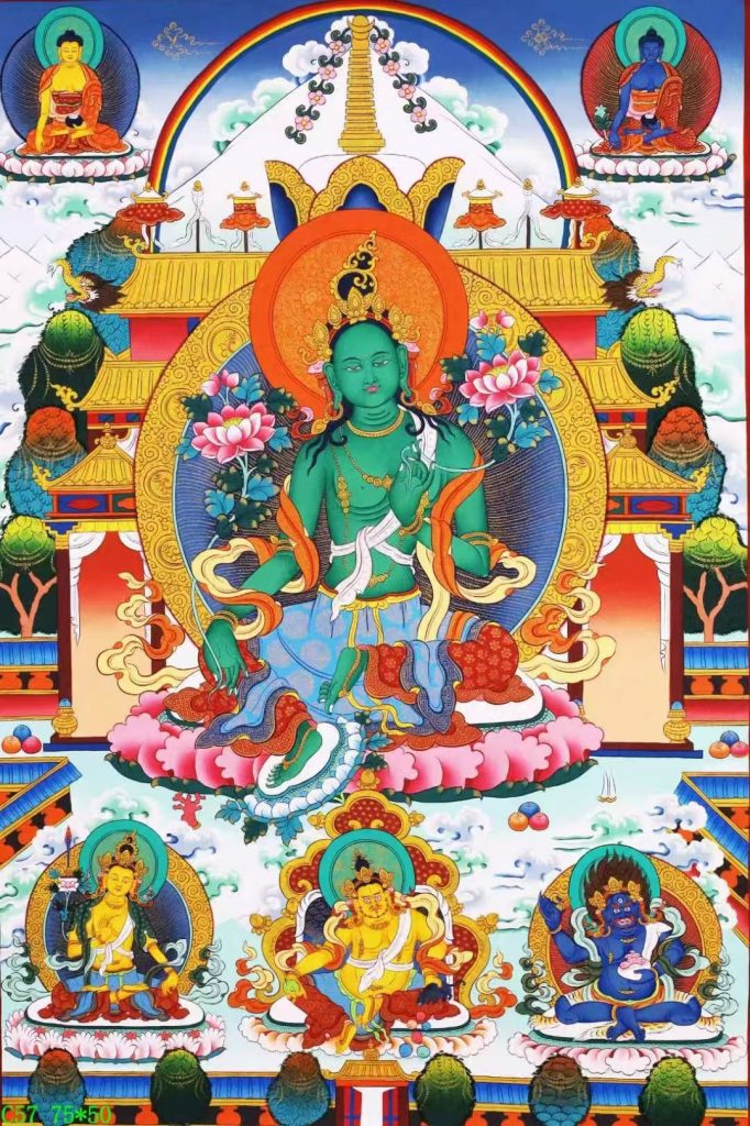 编号138-832688：彩绘唐卡-绿度母（75*50CM左右）