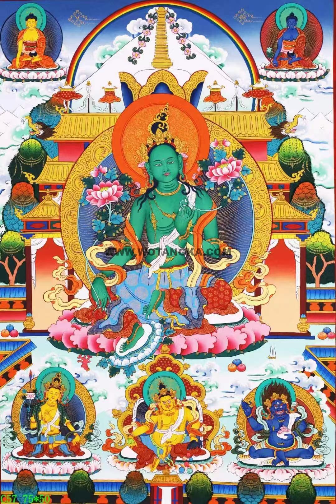 编号138-832688:彩绘唐卡-绿度母(75*50CM左右)