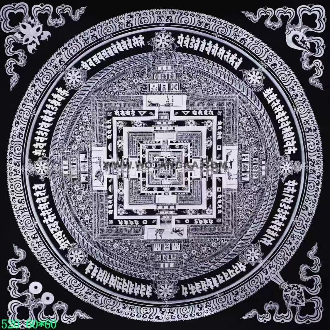 编号138-838711:黑银唐卡-时轮金刚坛城(60*60CM左右)