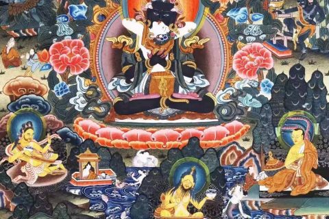 编号138-923977：彩绘唐卡-金刚总持佛（62*46CM左右）