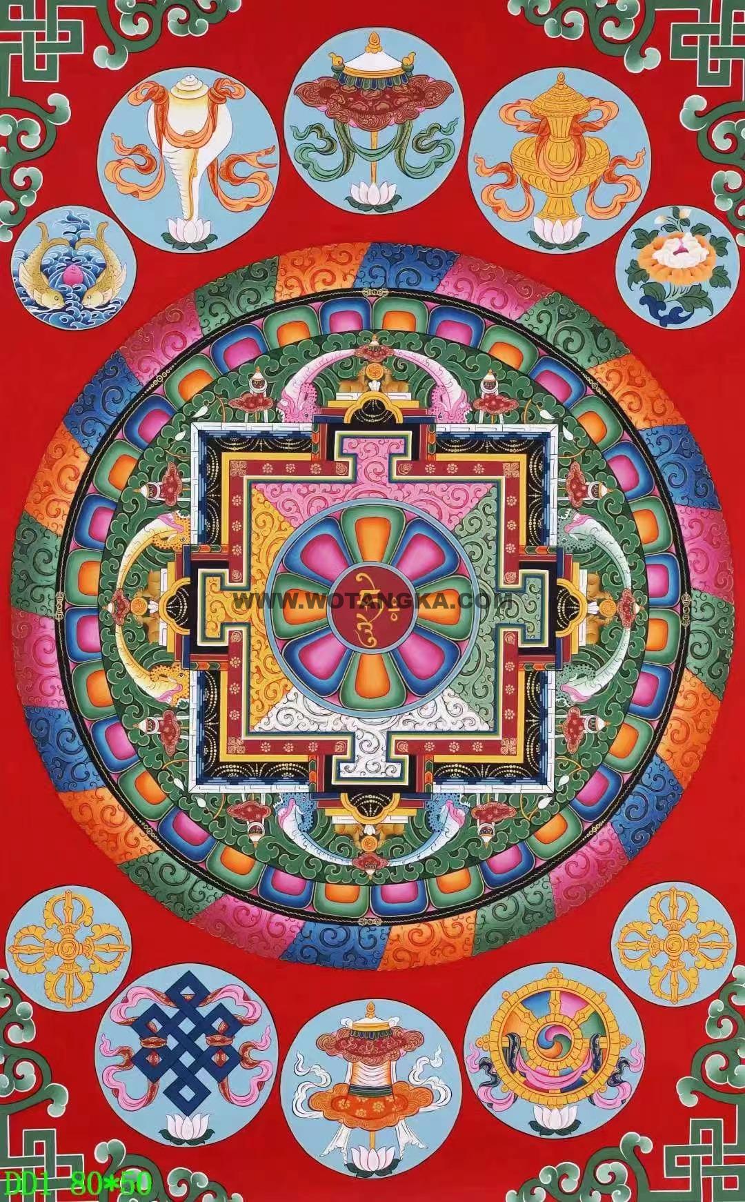 编号138-982111：彩绘唐卡-吉祥八宝坛城（80*50CM左右）