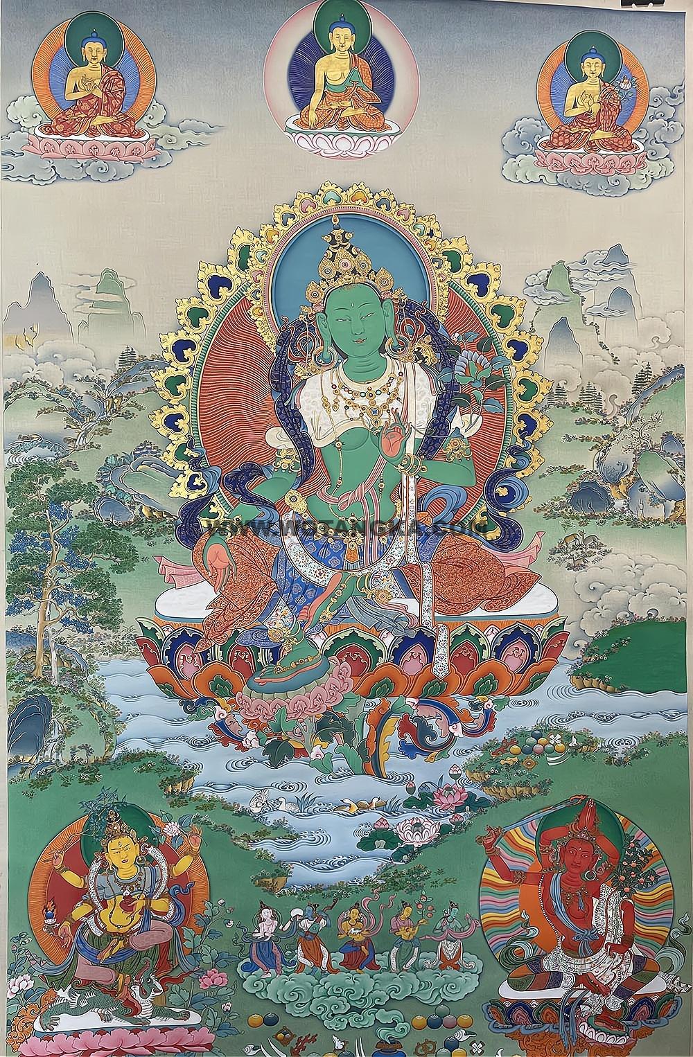 西藏-索朗·画院:嘎玛嘎赤-绿度母(90*60CM左右)