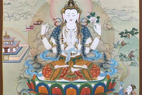 编号188-194991：嘎玛嘎赤-四臂观音（70*50CM左右）