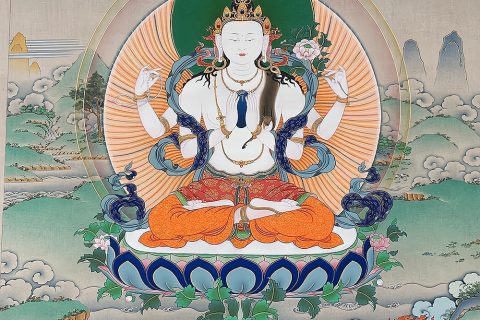 编号188-204920：嘎玛嘎赤-四臂观音·三怙主（70*50CM左右）