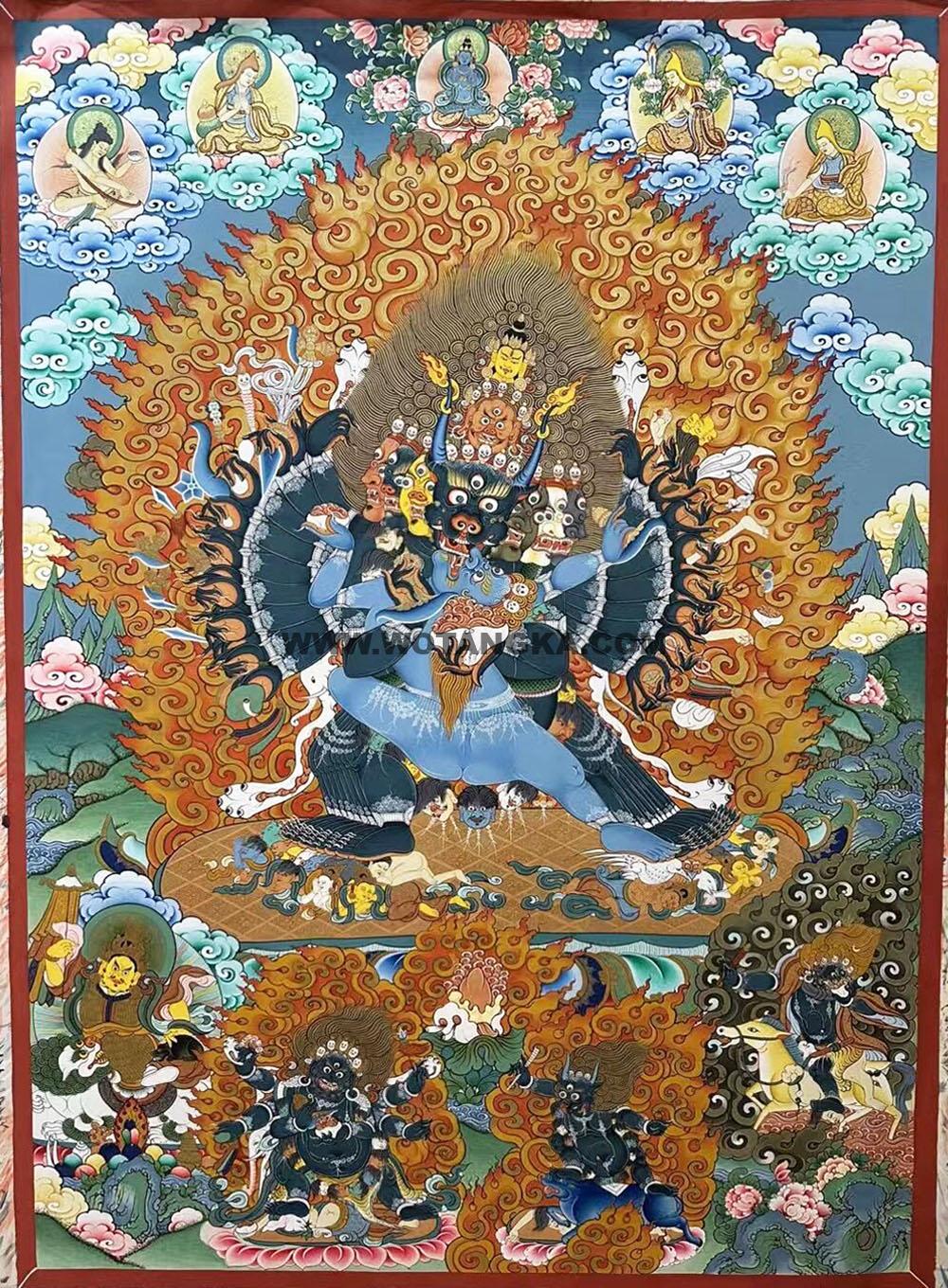 热贡-索南多杰·画院:彩绘唐卡-大威德金刚(120*90CM左右)