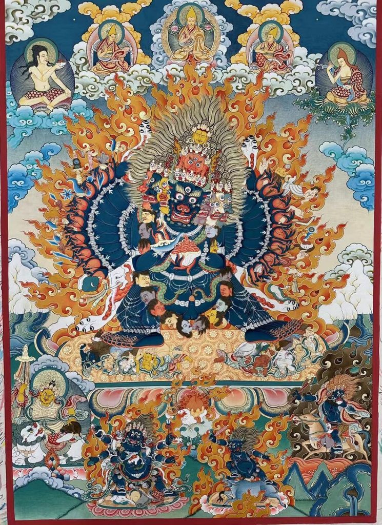 编号188-234514：彩绘唐卡-大威德金刚（120*90CM左右）