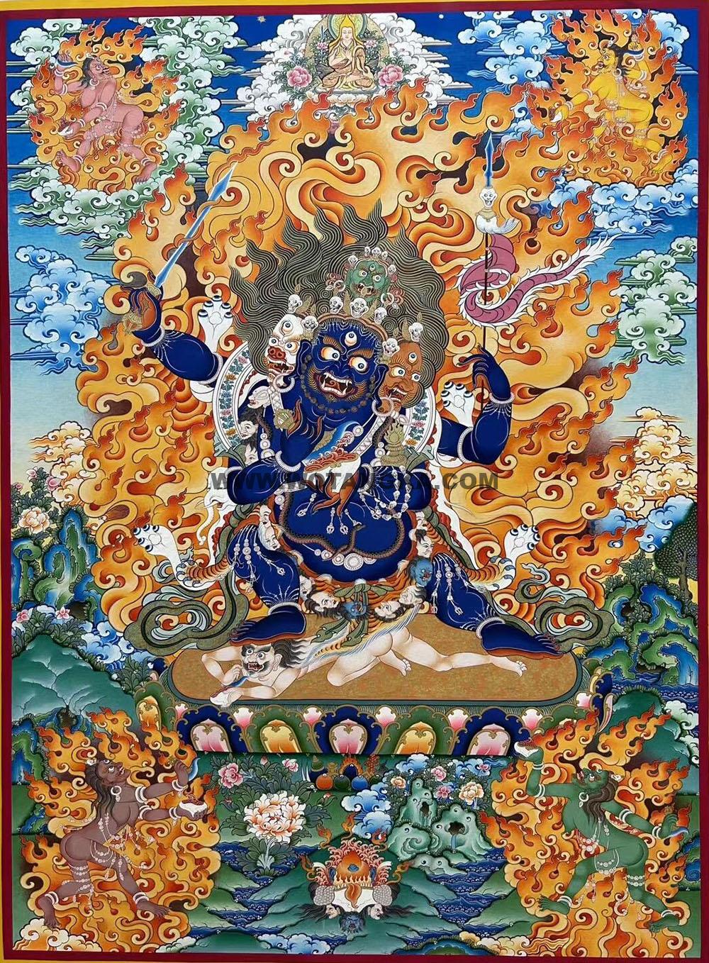 编号188-238692:彩绘唐卡-四面四臂玛哈嘎拉(100*70CM左右)