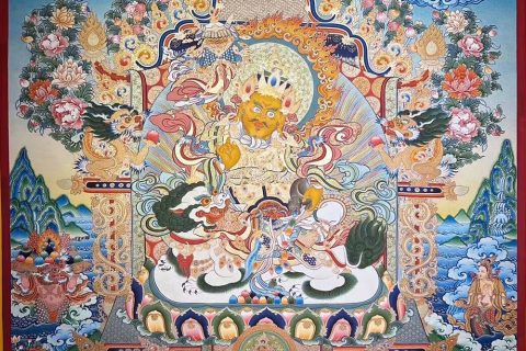 编号188-314385：彩绘唐卡-财宝天王·五方财神（120*90CM左右）