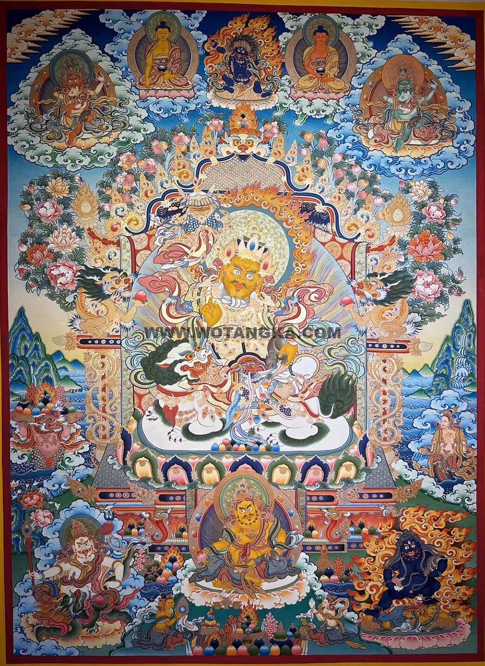 编号188-314385：彩绘唐卡-财宝天王·五方财神（120*90CM左右）