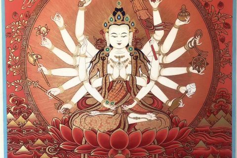 编号188-408919：红金唐卡-准提佛母（60*45CM左右）