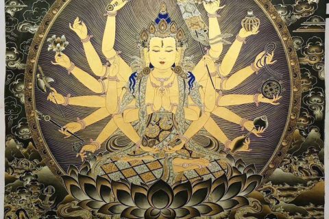 编号188-421931：黑金唐卡-准提佛母（80*60CM左右）