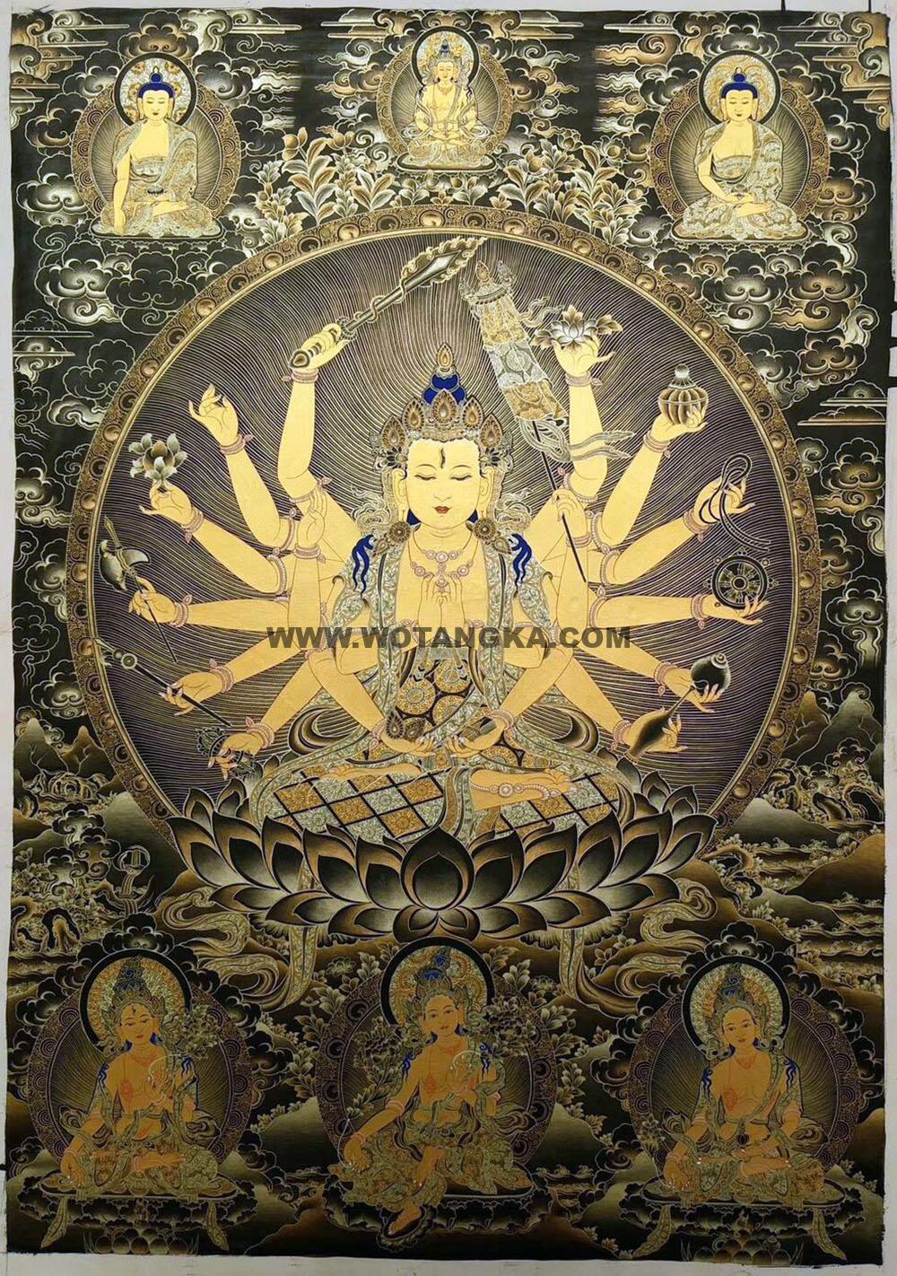 编号188-421931:黑金唐卡-准提佛母(80*60CM左右)