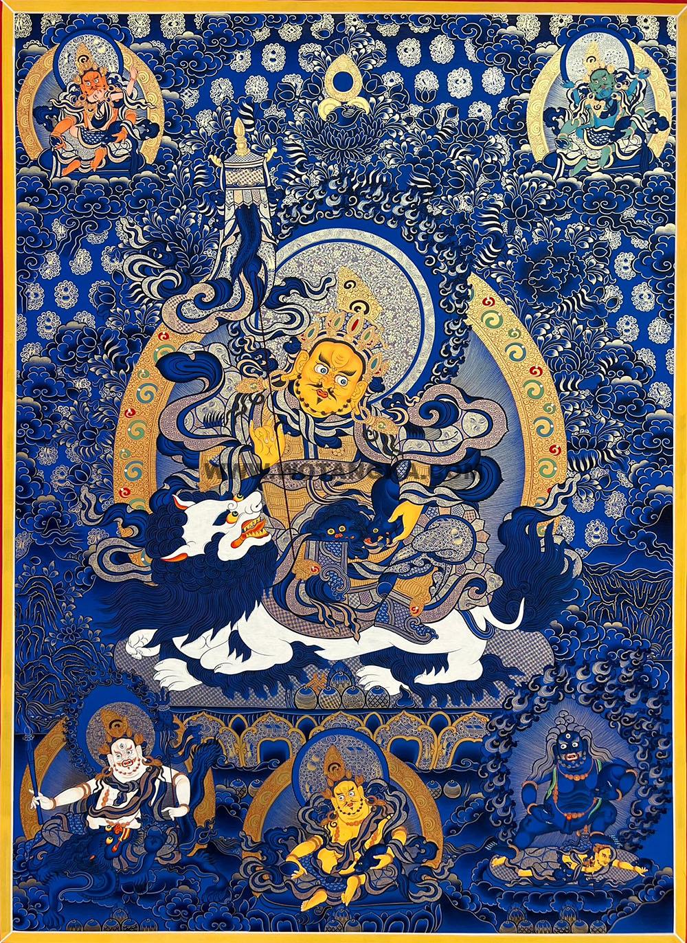 编号188-524196:蓝金唐卡-财宝天王·五方财神(100*70CM左右)