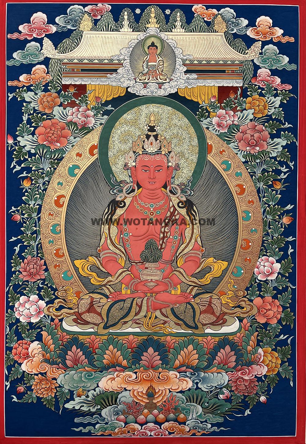 编号188-624302:彩绘唐卡-长寿佛(70*50CM左右)