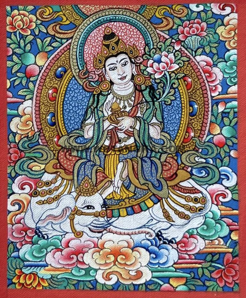 编号118-1982112：彩绘小唐卡-骑象普贤菩萨（长方形·5*4CM左右）