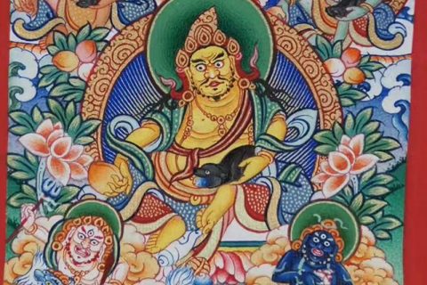 编号118-2534058：彩绘小唐卡-五方财神（长方形·5*4CM左右）