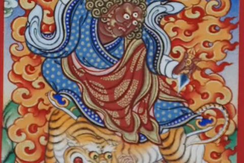 编号118-2659757：彩绘小唐卡-莲师忿怒金刚·多杰卓勒（长方形·5*4CM左右）