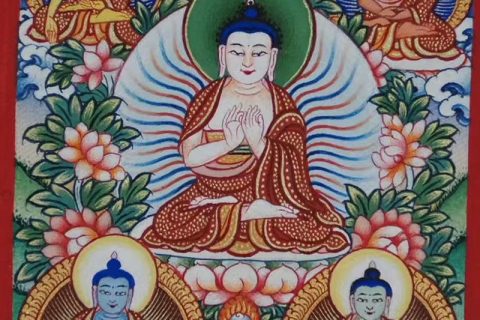 编号118-2811797：彩绘小唐卡-五方佛（长方形·5*4CM左右）